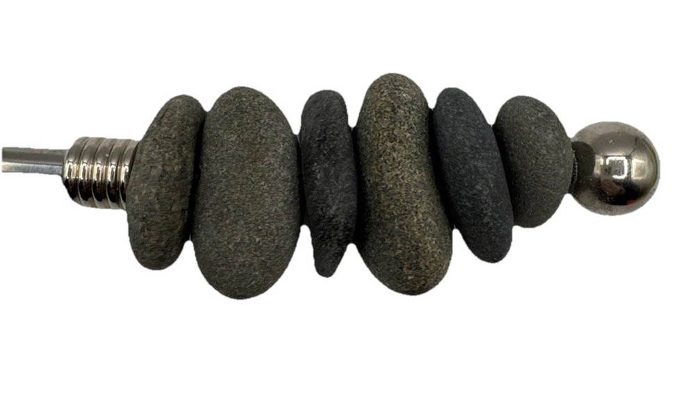 Cheese Knife - Stacked Stone Handle Natural River Rock