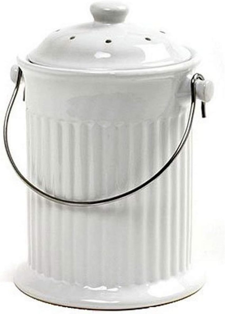 1 Gallon Ceramic Compost Keeper Red