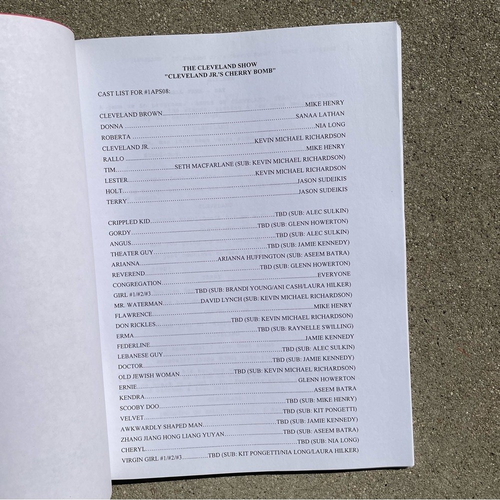 The Cleveland Show Kimberly Ferguson 2010 Production Used Table Draft Script