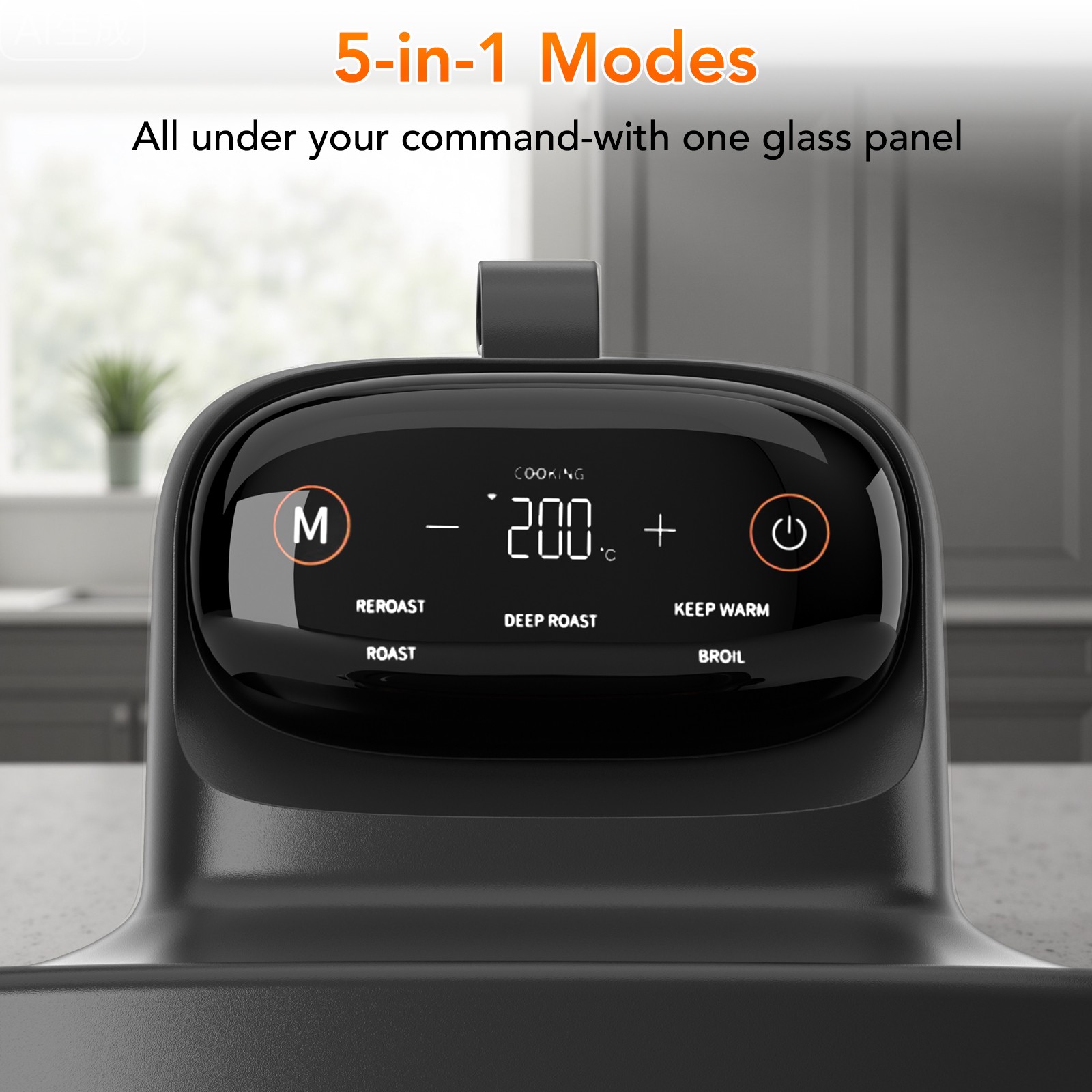 5 in 1 Glass Air Fryer, 360 Transparent Visibility Air Fryer, 4.7QT & 2.6QT