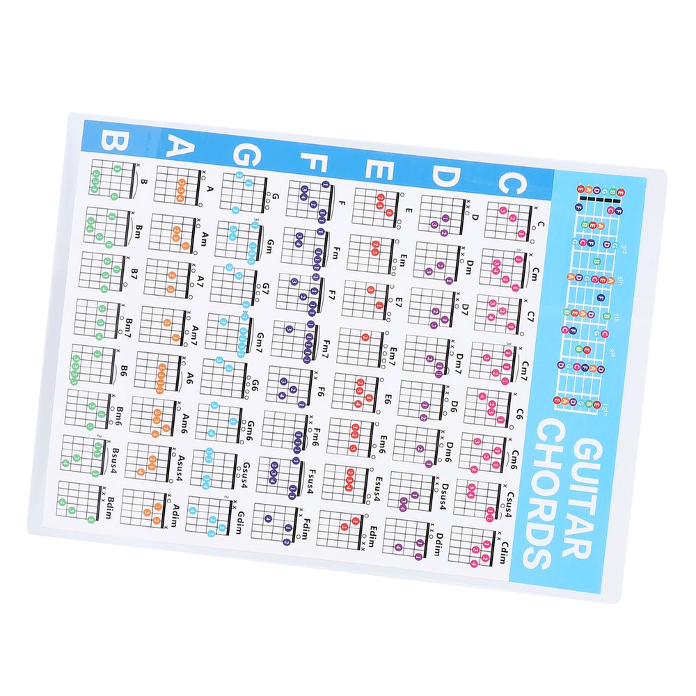 Guitar Chord Poster 56 Colour Coded Coated Paper Educational Reference Guide S