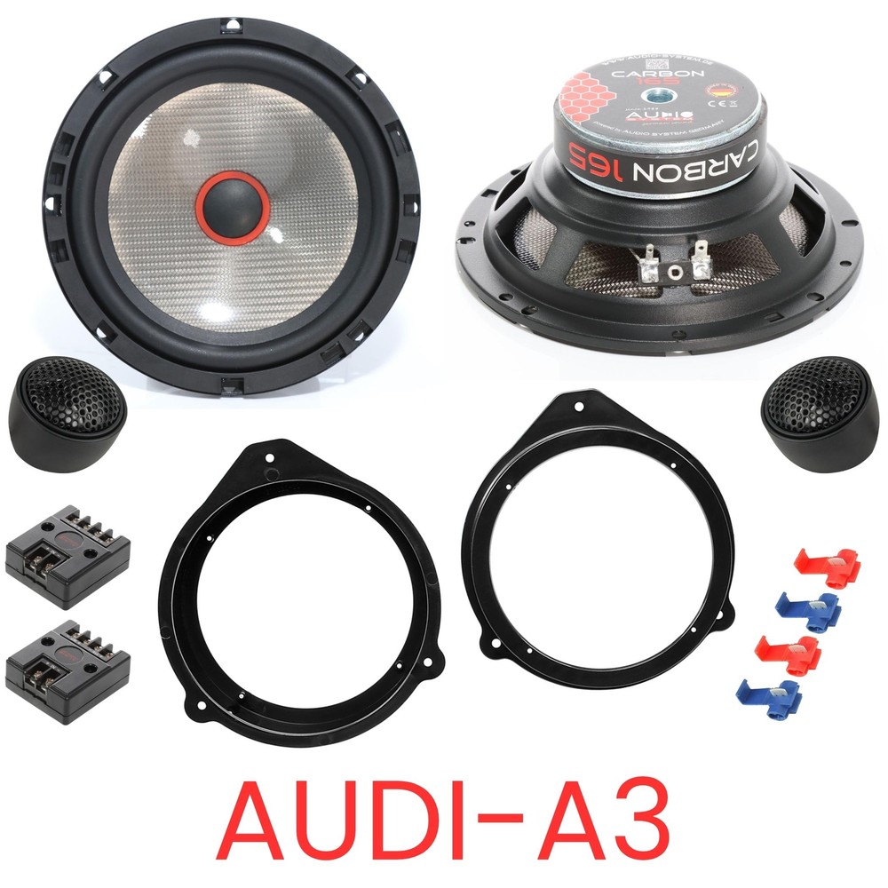 Audio System Carbon 165 Speaker Boxes Set Compatible for Audi A3 (8P) Front