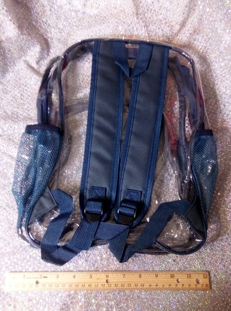 Clear Backpack School Transparent Color Blue Standard