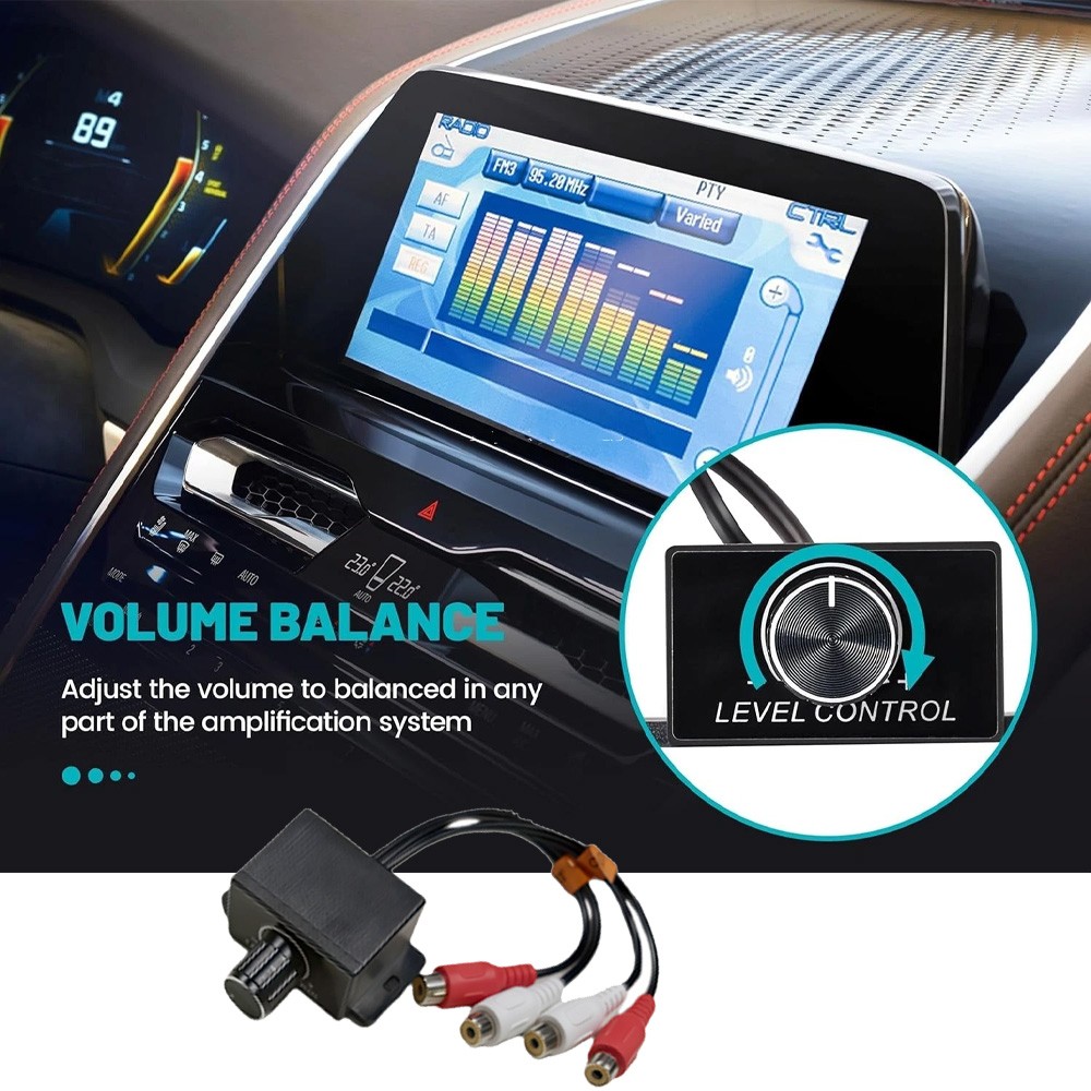 2Pc Universal Car Audio Amplifiers RCA Level Controller Bass Volume Control Knob