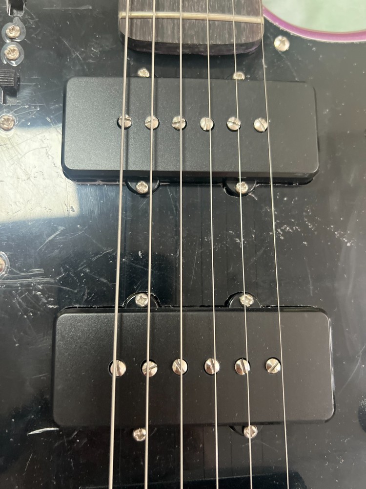 Jazz style electric guitar purple gradient solid silver hardware