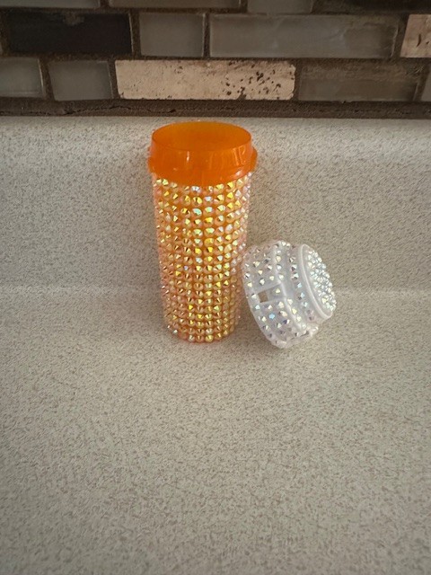 Rhinestone Bling Pill Bottle Container