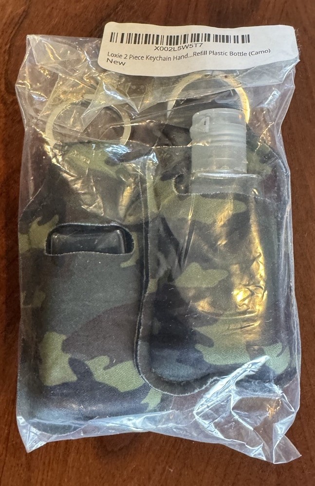 2 PIECE KEYCHAIN HAND REFILL PLASTIC BOTTLES CAMO