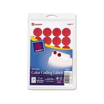Print/Write Self-Adhesive Removable Labels, 0.75 Inch Diameter, Red, 1 pack