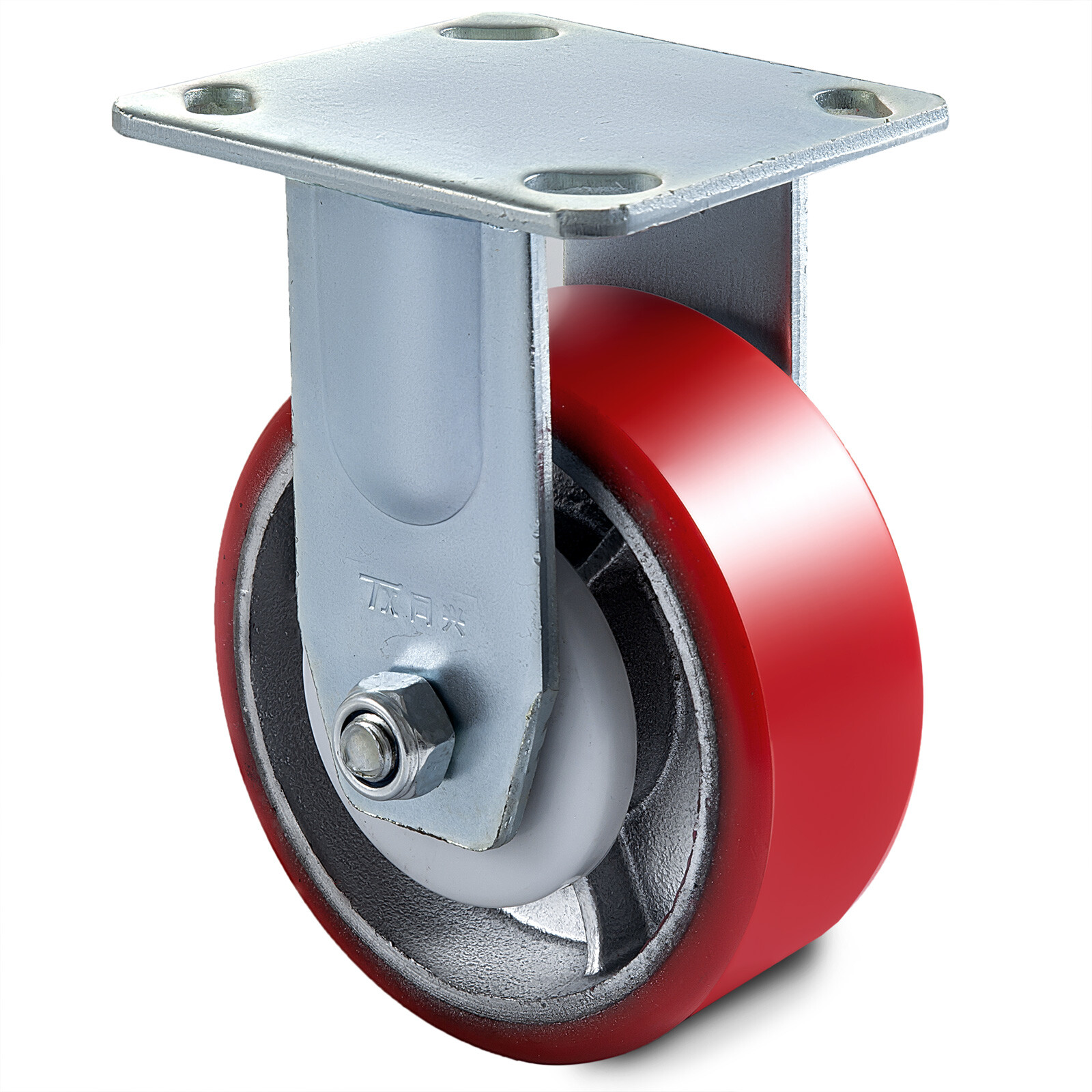 VEVOR 4PCS Heavy Duty Caster Set 6" Polyurethane on Cast Iron Wheels No Mark Red