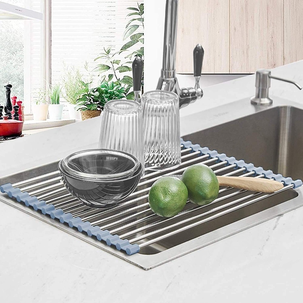 Seropy Roll Up Dish Drying Rack, Over The Sink Dish Drying Rack Kitchen Rolli...