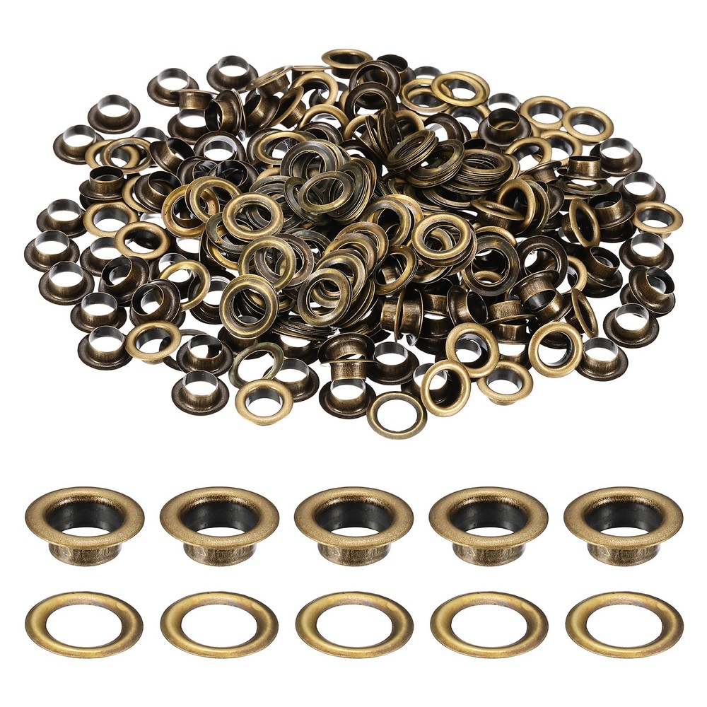 200 Sets Grommets Eyelets, 6mm Brass Self Backing Eyelets, Bronze