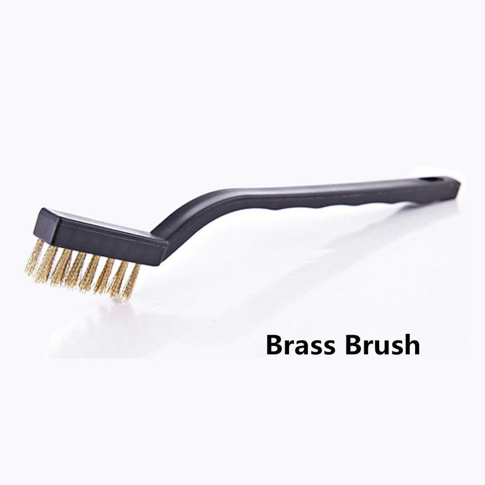 9PCS MINI Brass Brushes Set Curved Handle Scratch Wire Toothbrush....