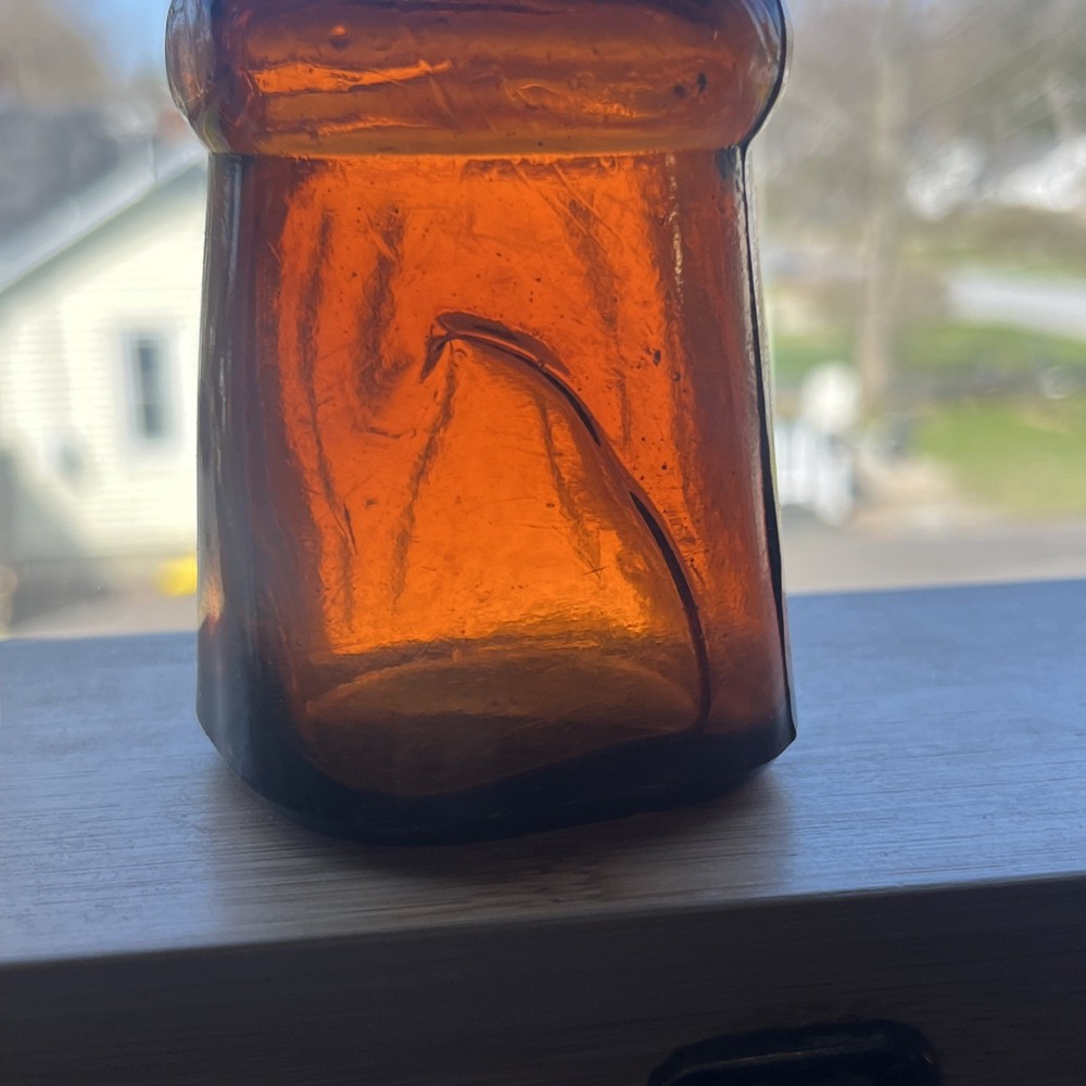 AMBER BIXBY PATENTED 1883 SHOE DRESSING BOOT BLACKING BOTTLE