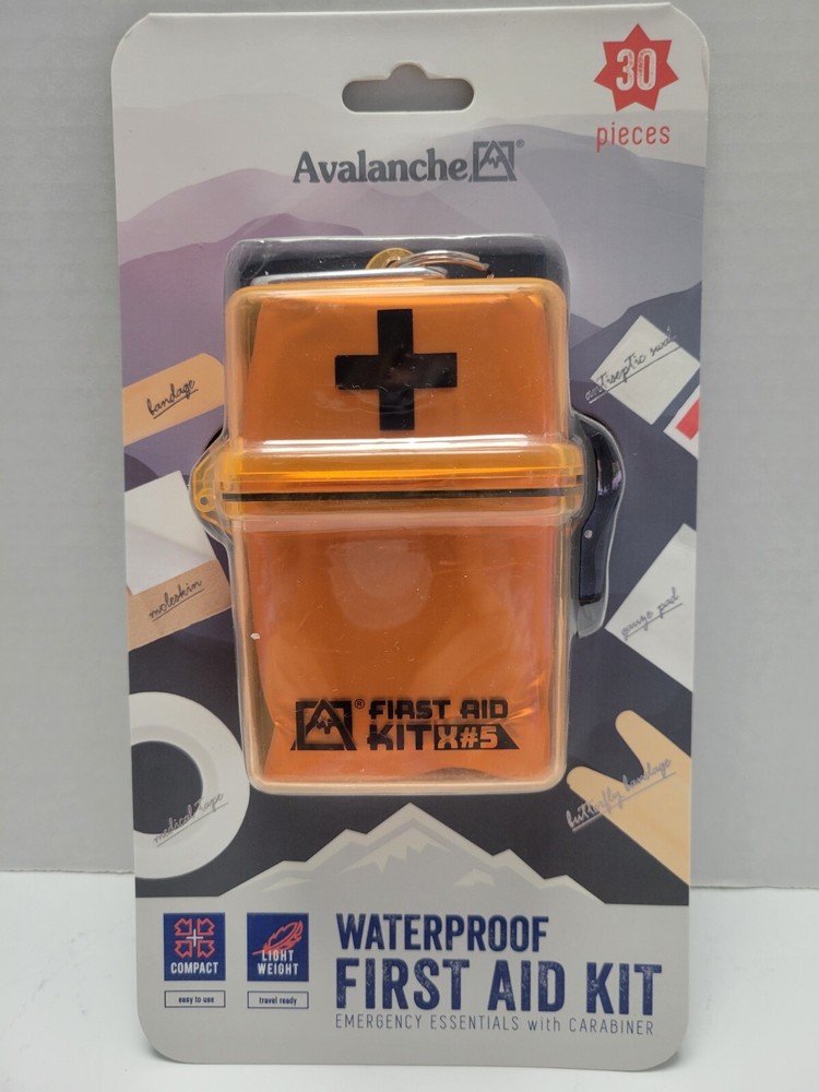 Avalanche Waterproof First Aid Kit Compact Light Weight Hiking Survival 30 Pcs