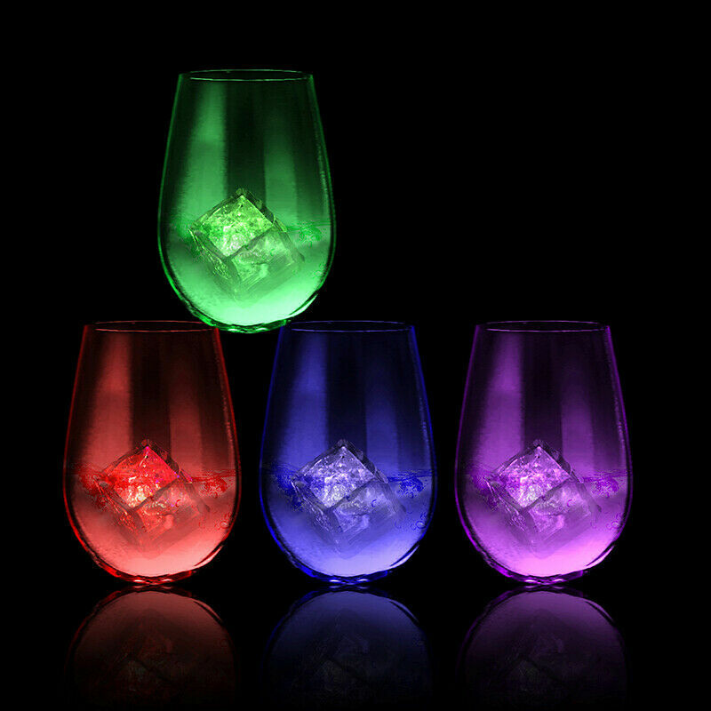 12 pack LED light up ice cube color control set solid color or rainbow flashing