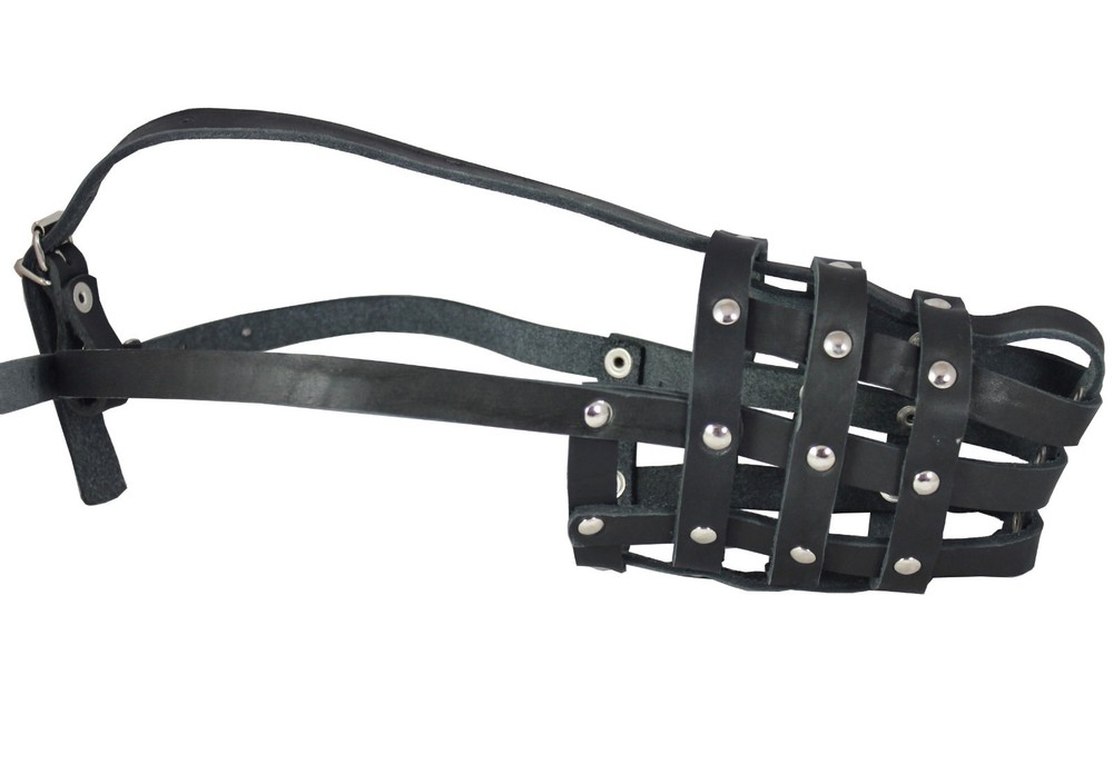 Genuine Leather Mesh Basket Secure Muzzle #143, German Shepherd, Labrador, Husky