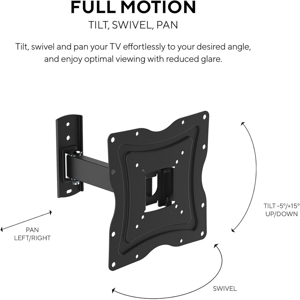 Versatile Full Motion Mount for 10-50" TVs with HDMI Cable for Effortless Setup