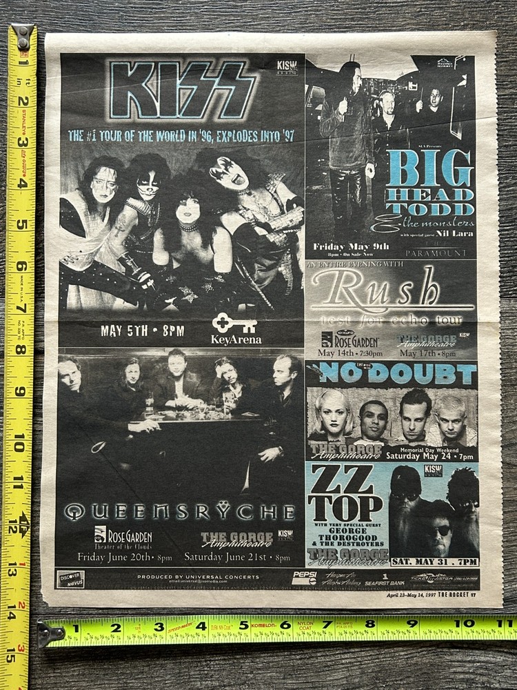 KISS Concert Ad Advert Alive Reunion Tour May 5 1997 Seattle Vintage Kiss