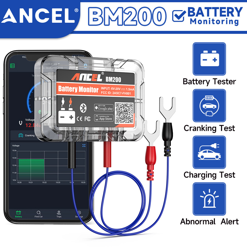 Car Battery Monitor Bluetooth 12V Battery Tester Automotive for iPhone Android