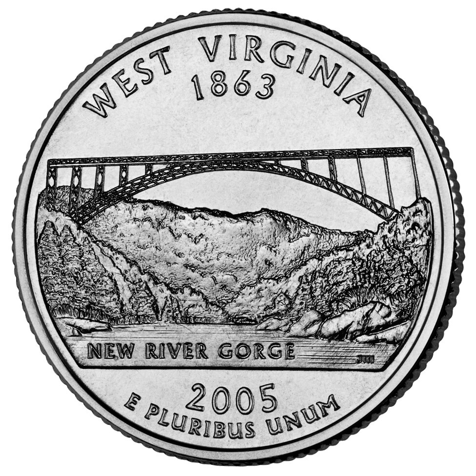 2005 D West Virginia State Quarter from U.S. Mint roll "Brilliant Uncirculated"