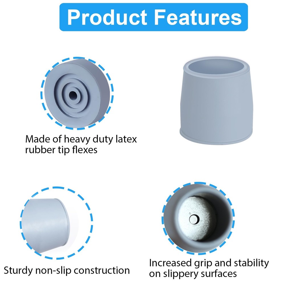 4 Pack 1 1/8 inch Walker Tips Commode Tips Heavy Duty Crutch Tips Replacement...
