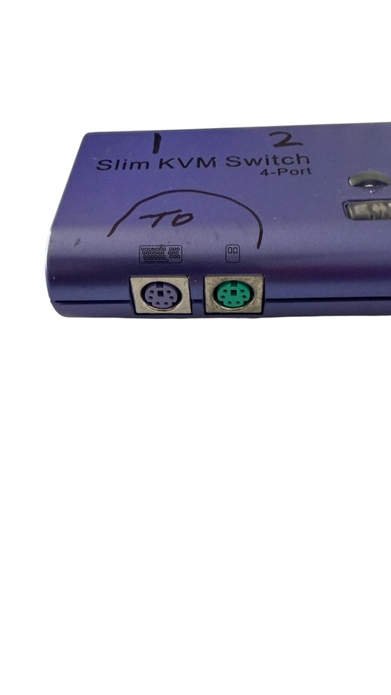 Slim KVM Switch 4 Port VGA PS/2 Keyboard Mouse Switch Box w/ Power Input
