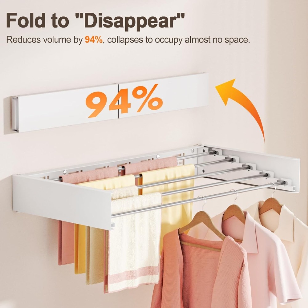 Wall Mounted Clothes Drying Rack Folding Indoor, Foldable Laundry Drying Rack Co