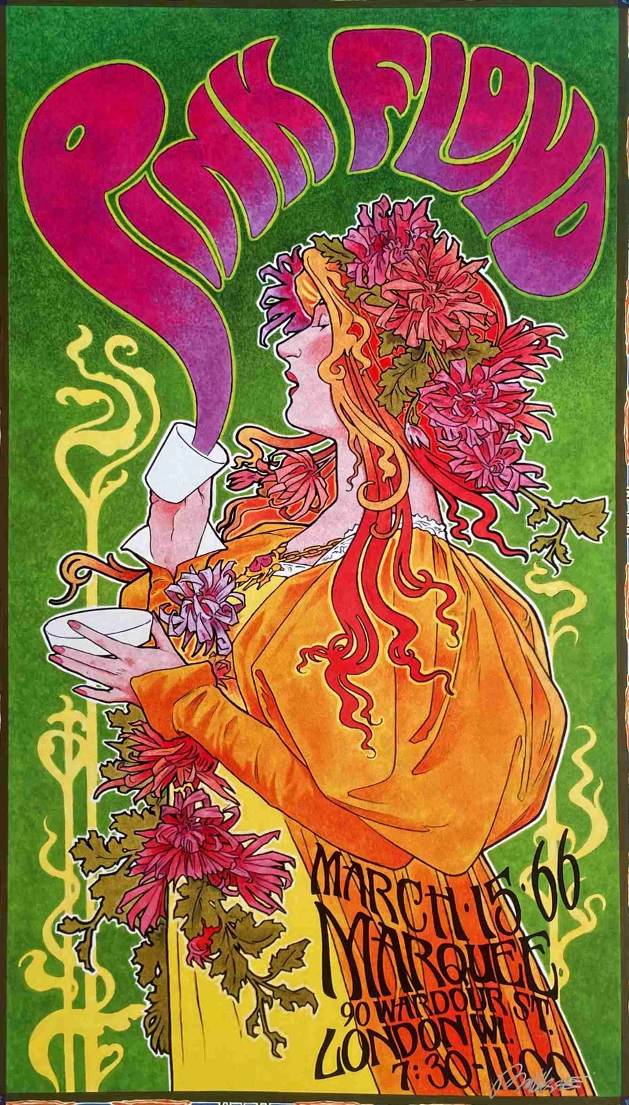 Pink Floyd Poster Marquee Club Orig Rare Uncut Proofsheet Signed Bob Masse