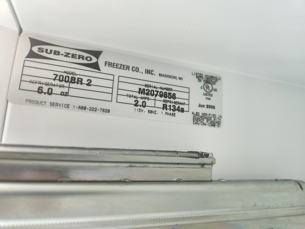 SUB-ZERO 27" 700BR-2 Double Drawer UnderCounter Refrigerator