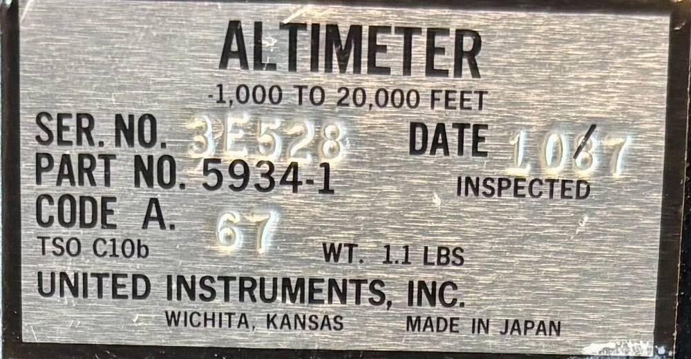Altimeter 5934-1 Removed Working