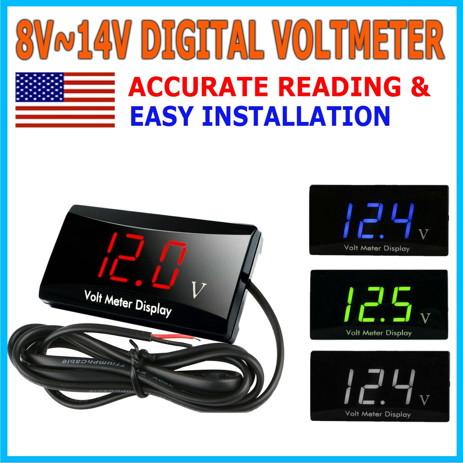 12V Digital LED Display Voltmeter Gauge Panel Meter for Car Motorcycle