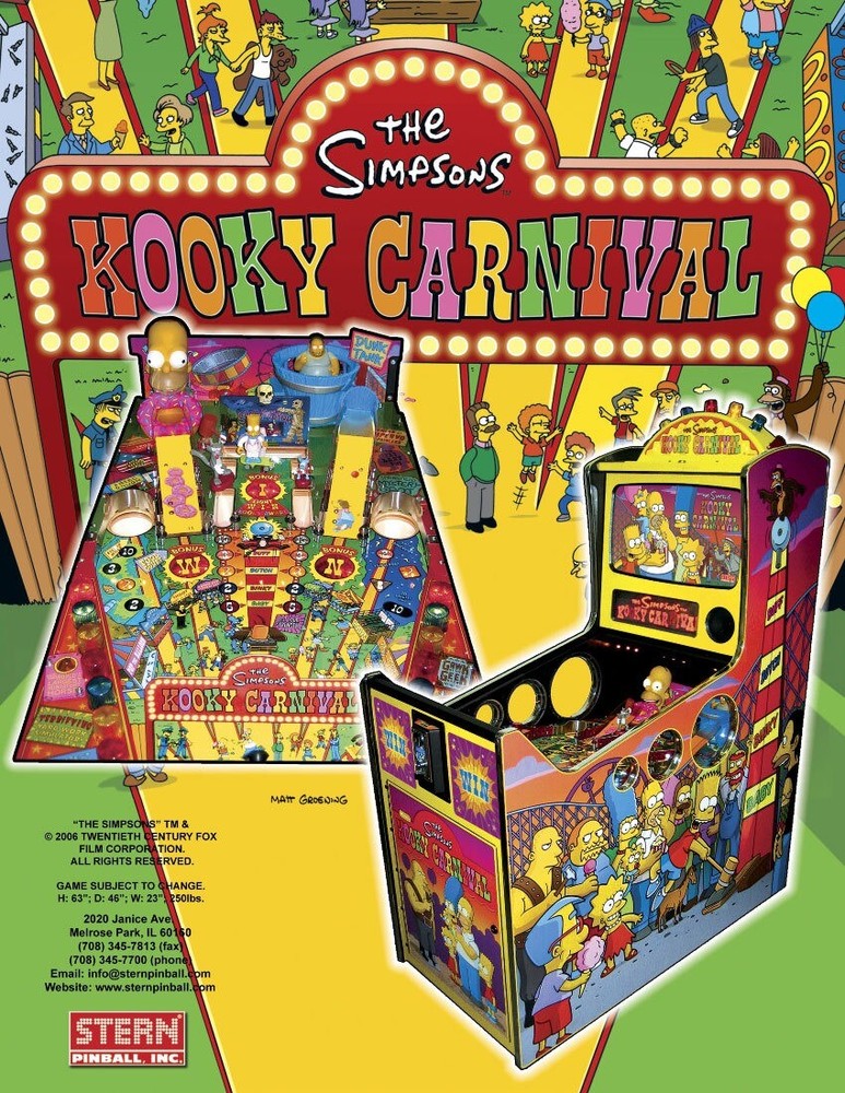 Simpsons Kooky Carnival Arcade Original Flyer Mint