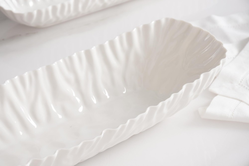 Pampa Bay Mascali Bianca Deep Rectangular Server, 14" x 4.75" x 3" Tall