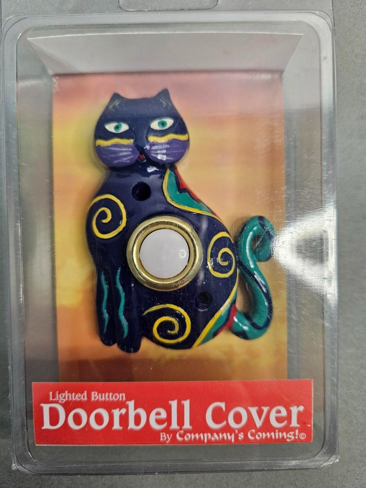 Surface Mount Push Button Doorbell Faceplate Handpainted Polyresin Lighted