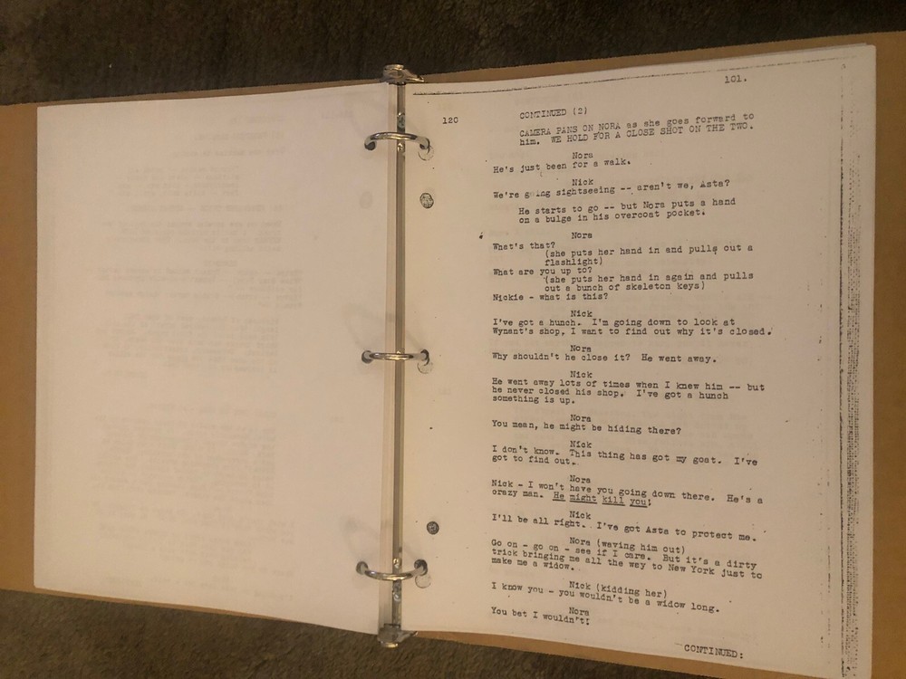Vintage Thin Man Script [reproduction] with note From The Screenwriter Albert H