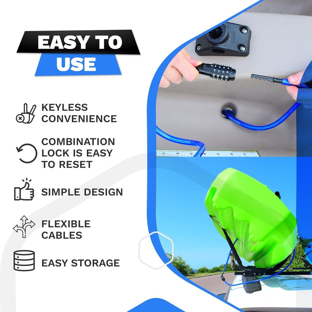 DocksLocks Weatherproof Straight Security Cable Lock (5ft to 25ft Lengths) wi...