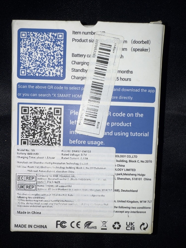 Visualizable Smart Doorbell X9 Visualizable Black