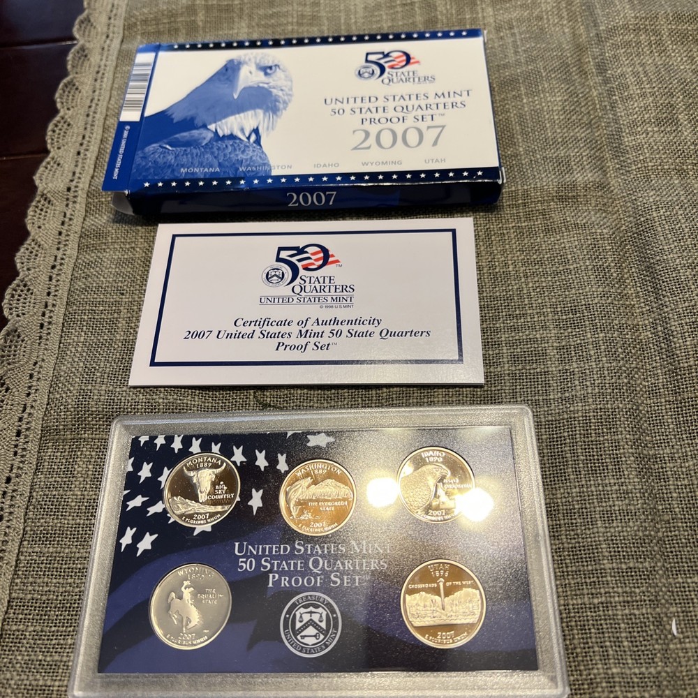 2007 US Mint 50 State Quarter Proof Set Box W/COA NEW