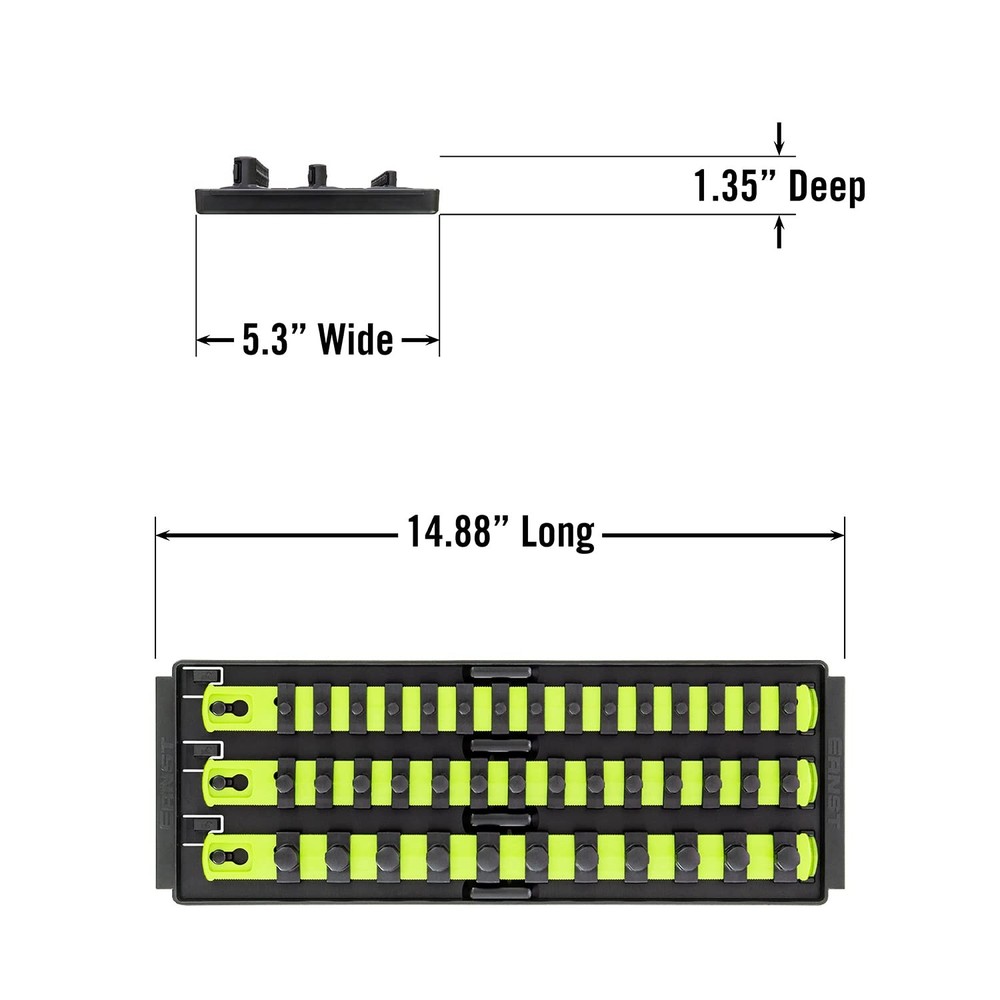 13Inch Socket Organizer MultiDrive Tool Storage, High Visibility, USA Made