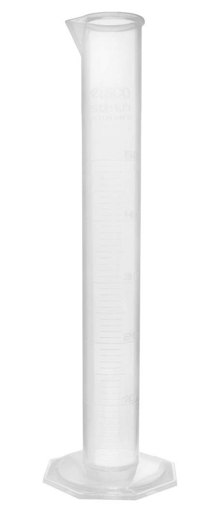 Graduated Cylinder, 50mL - Class B Tolerance - Octagonal Base - Polypropylene...