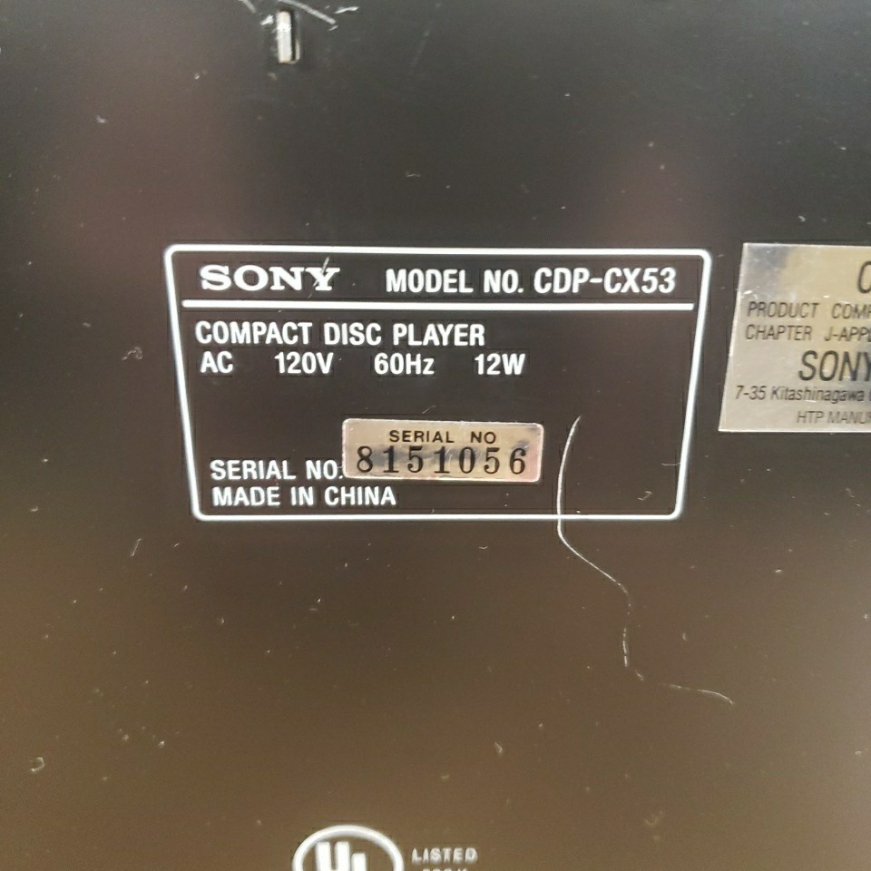 Sony CDP-CX53 CD Player 50+1 Disc CD Mega Storage No Remote Tested & Works