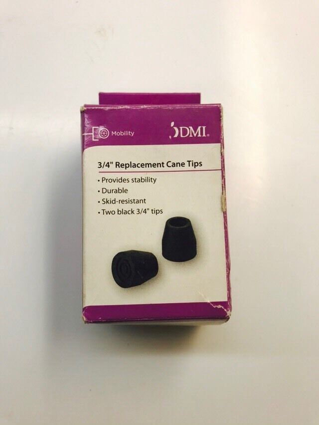 2 Pack Walker Replacement Tips with Metal Insert Black 1/2” OD