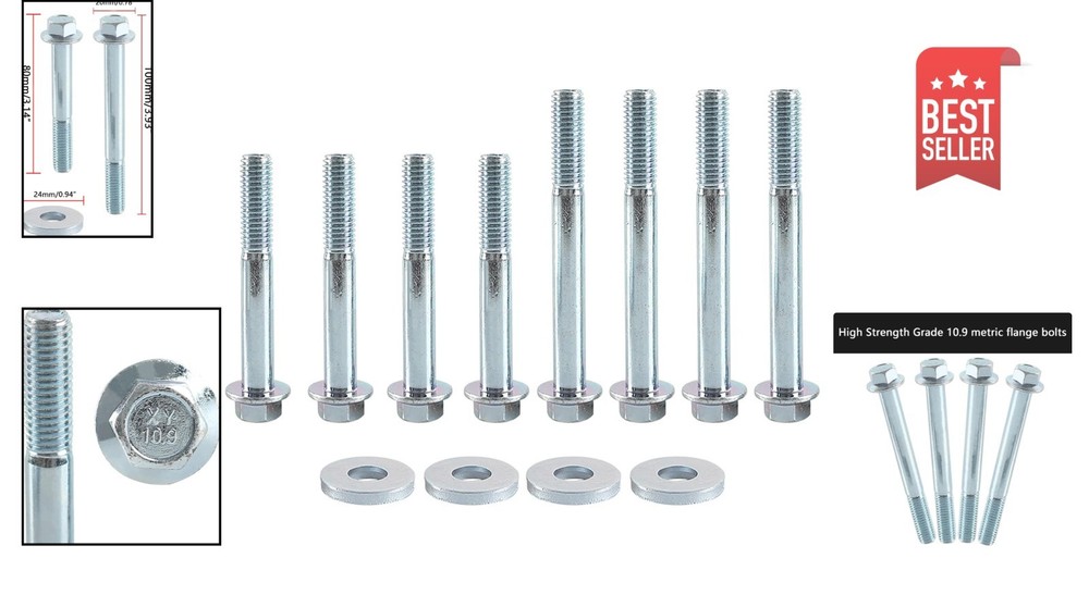 Secure 12pc Engine Stand Bolt Flange Kit - No Washers Needed for Easy Setup