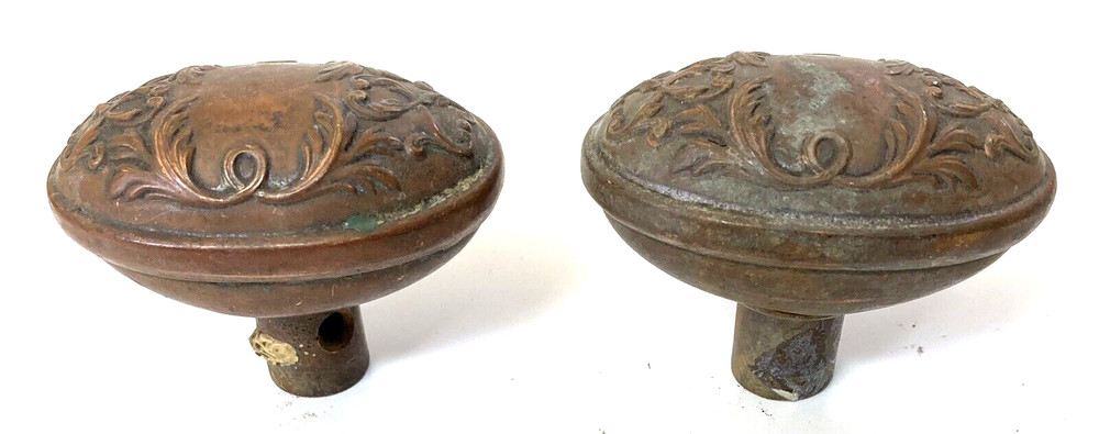 Vintage Salvage Oval Knobs, Copper Door Knobs, Antique, Free Shipping