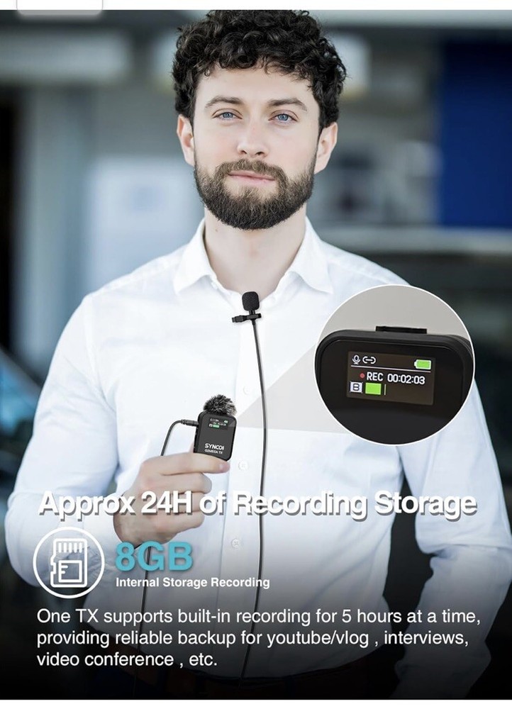 SYNCO G2A2MEGA Wireless Microphone 8GB Storage For Camera Video Recording