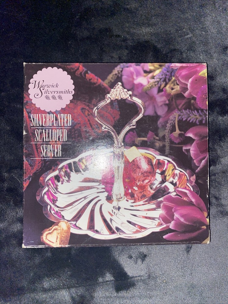 Vtg Warwick Silversmiths Silver Plated Scalloped Server