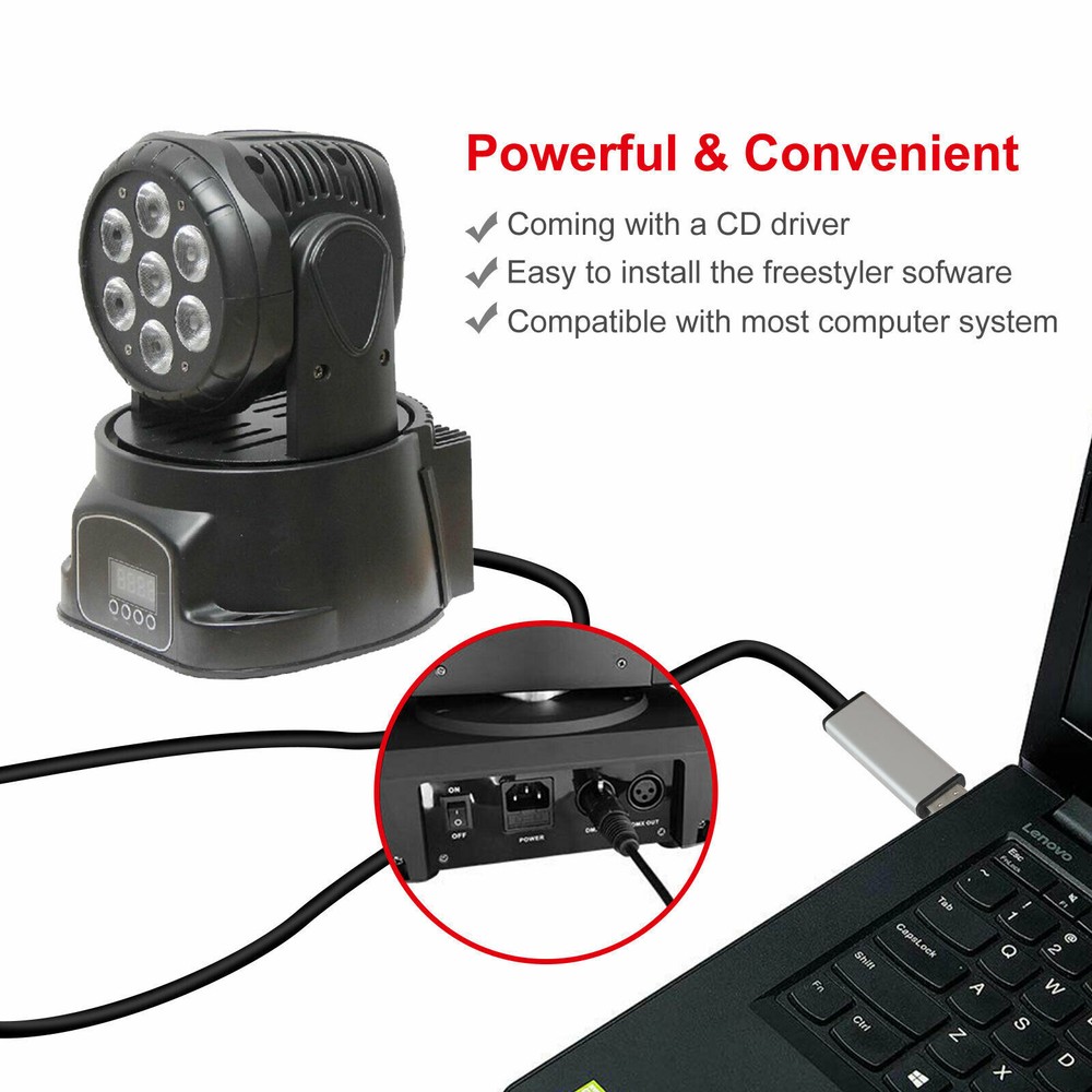 USB to DMX Interface Adapter DMX512 Stage Light Controller Cable For Computer US