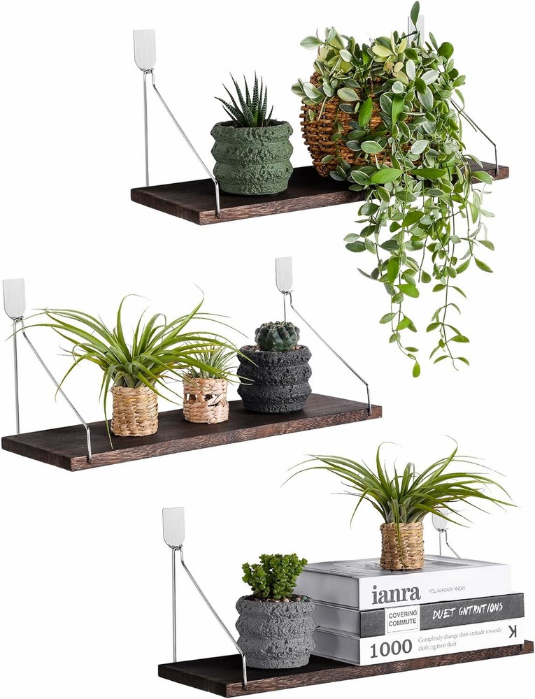 Floating Shees Rustic Solid Wood Floating Shelf Wall Stora