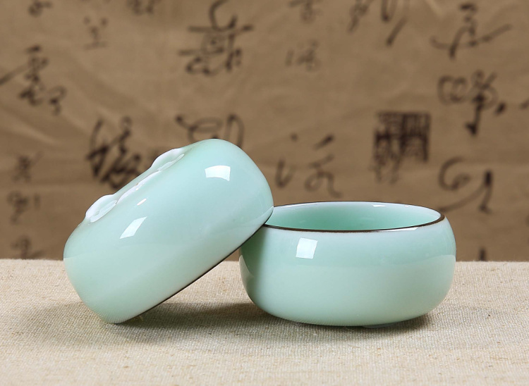 2pcs Tea Cups Dehua Celadon Tea Cup Chinese Porcelain Cup Of Tea Fish Carp 45ml