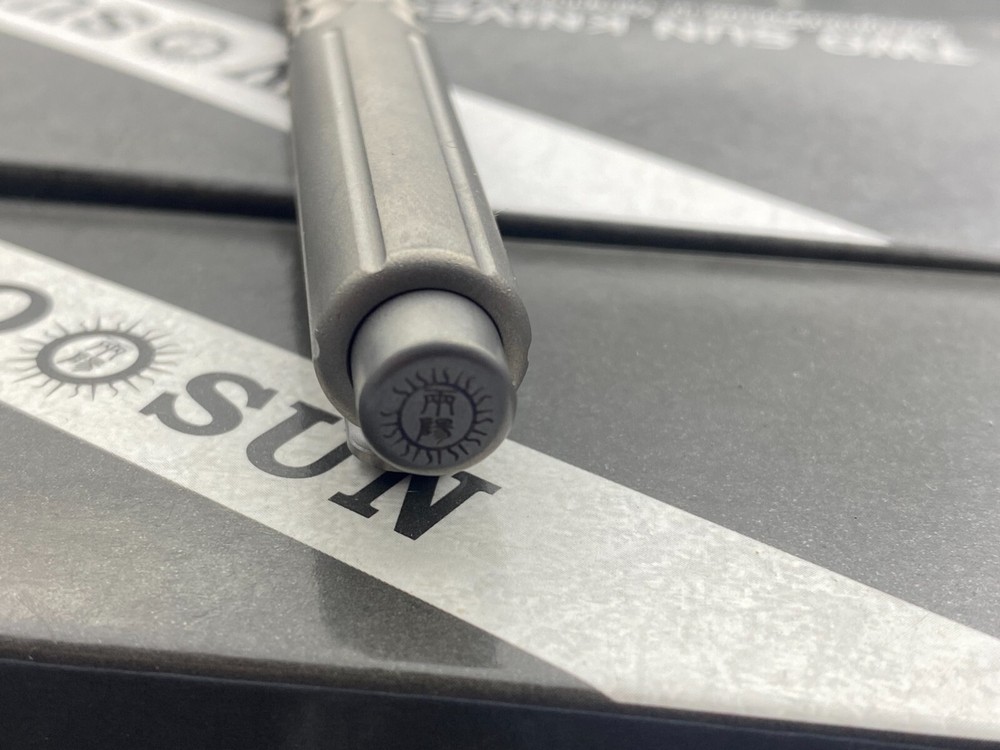 TS-Gray Checkered Tactical Titanium Body Push Button Mechanism Pen